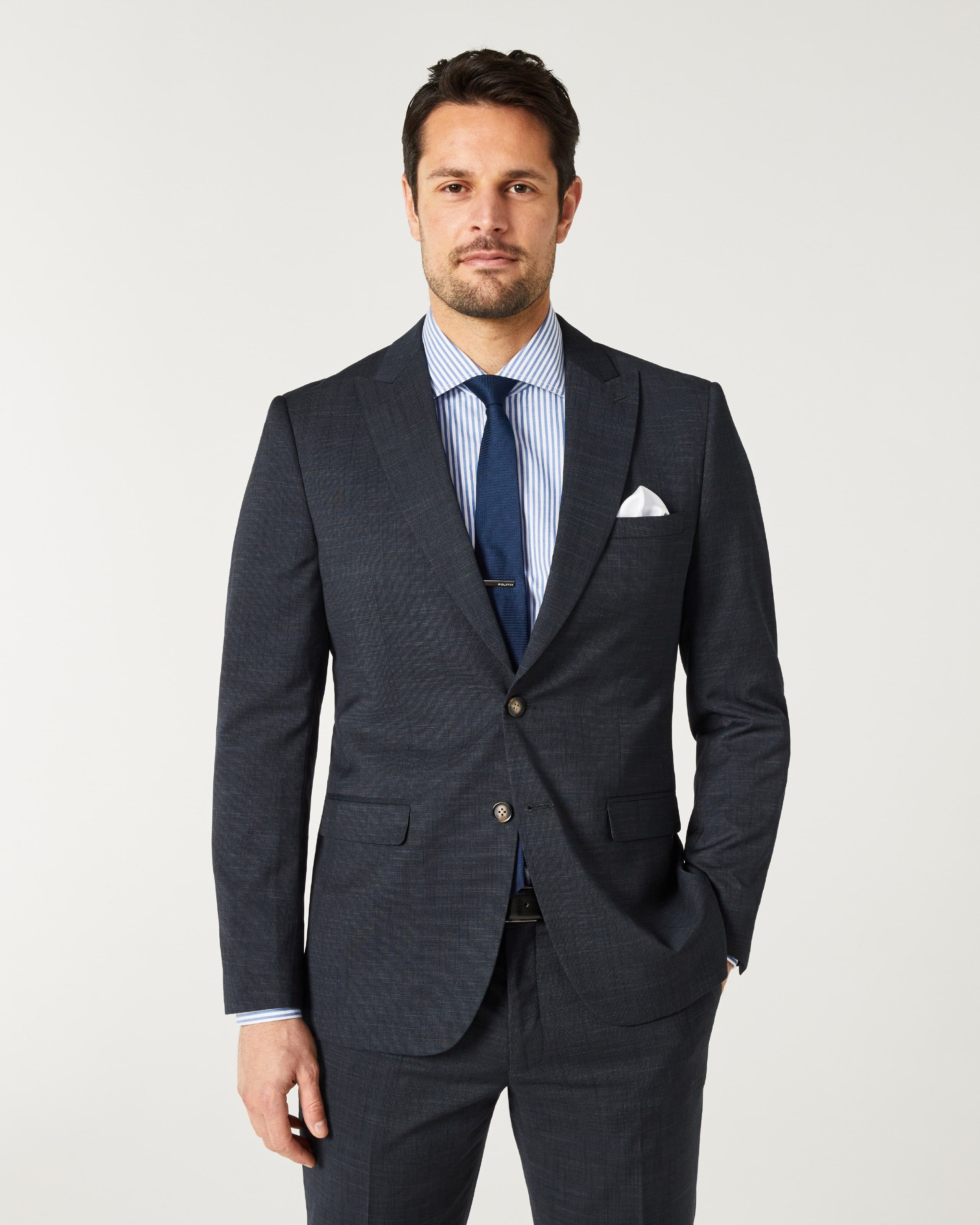 Slim Stretch Marle Tailored Jacket Dark Grey Suit Jackets Politix